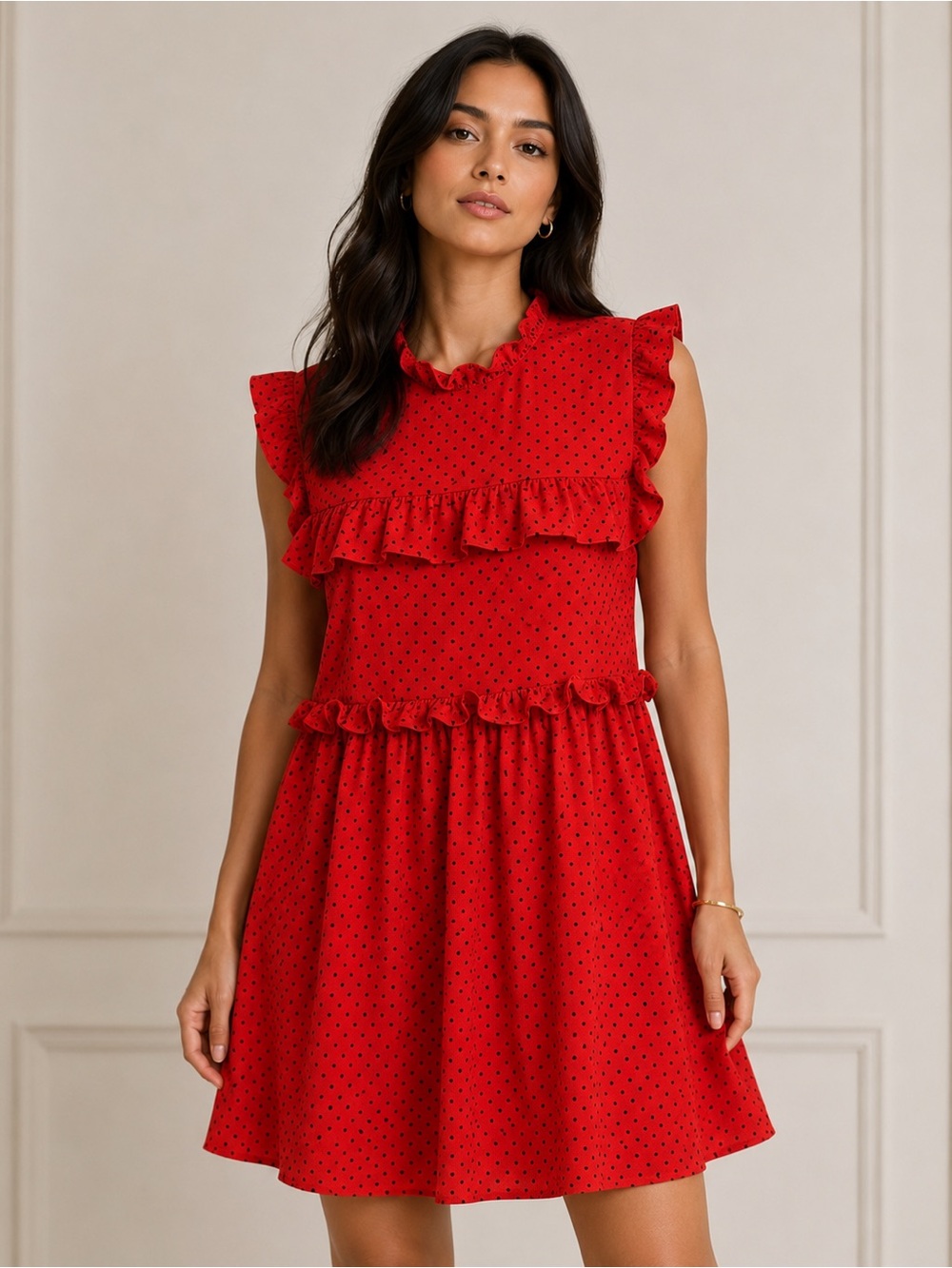 New BALENCIAGA Silk Polka Dot Red Dress Size 38 $1665